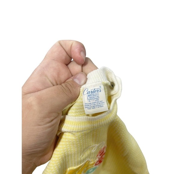 Vintage Carters Baby Boy Yellow Gingham Trains One Piece Jumpsuit 6 Months - Picture 3 of 3